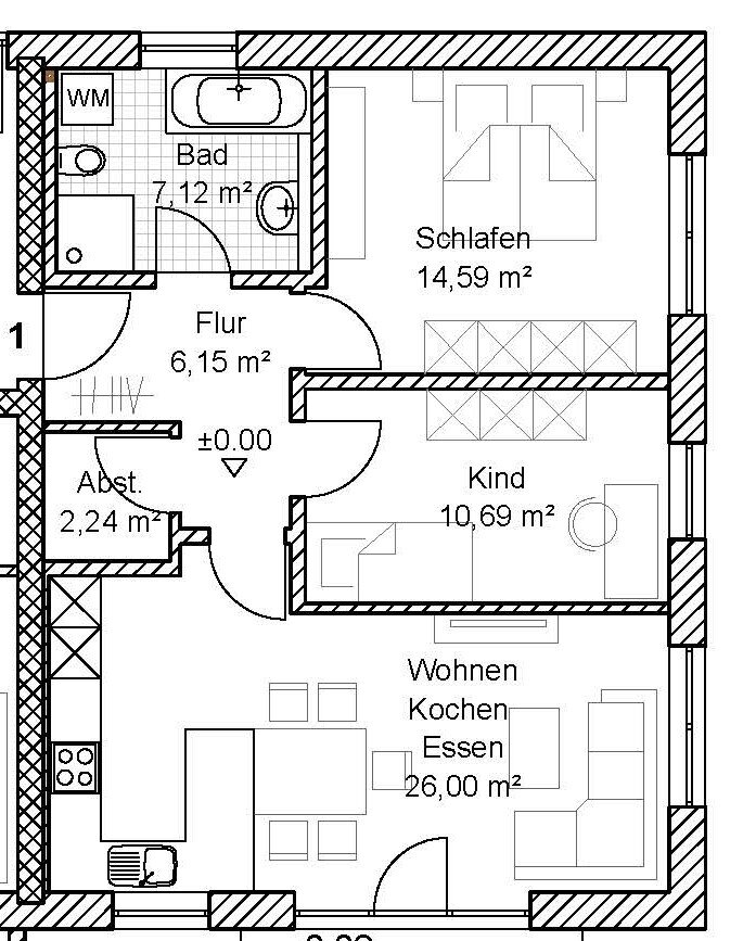 Wohnung zum Kauf provisionsfrei 359.900 € 3 Zimmer 70 m²<br/>Wohnfläche 1.<br/>Geschoss Meitingen Meitingen 86405