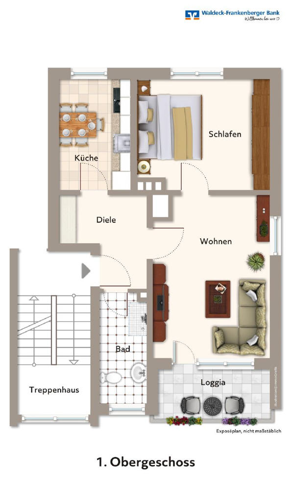 Wohnung zum Kauf 87.500 € 2 Zimmer 50,4 m²<br/>Wohnfläche 1.<br/>Geschoss Frankenberg Frankenberg (Eder)-Frankenberg 35066