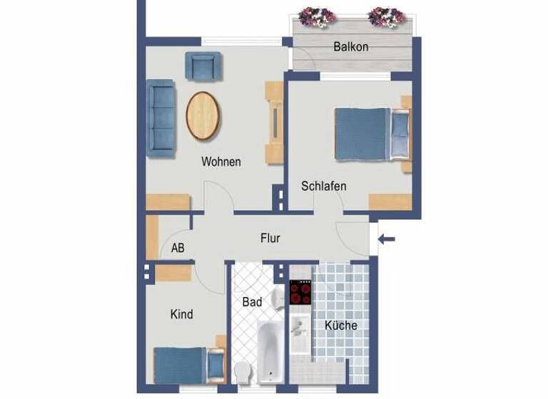 Wohnung zum Kauf provisionsfrei 153.000 € 2,5 Zimmer 57,4 m²<br/>Wohnfläche 1.<br/>Geschoss Heinrich-Gefken-Straße 24 Lehe Bremen 28359