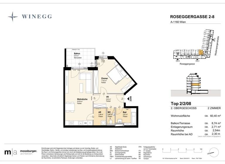 Wohnung zum Kauf - Erstbezug 334.500 € 2 Zimmer 60,4 m² 2. Geschoss Roseggergasse 2-8 Wien 1160
