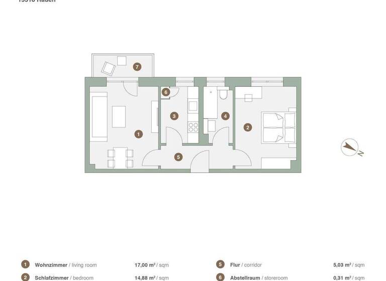 Wohnung zum Kauf provisionsfrei 103.300 € 2 Zimmer 50,1 m² EG Rauen 15518