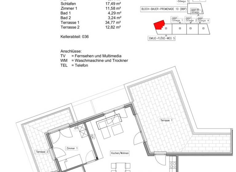 Wohnung zur Miete 1.650 € 3 Zimmer 82,1 m² 8. Geschoss frei ab sofort Emilie-Flöge-Weg 5 Wien 1100