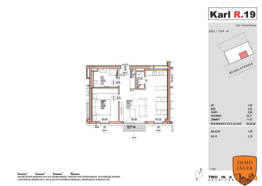 Wohnung zum Kauf 336.000 € 2 Zimmer 47,2 m²<br/>Wohnfläche 3.<br/>Geschoss 01.12.2026<br/>Verfügbarkeit Reindlstraße 19 Urfahr Linz 4040