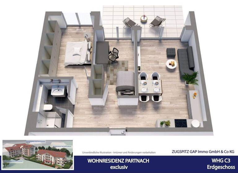 Terrassenwohnung zum Kauf - Erstbezug 827.000 € 3 Zimmer 72,5 m² EG Partenkirchen Garmisch-Partenkirchen 82467