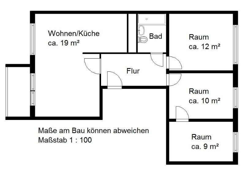 Wohnung zur Miete 308 € 4 Zimmer 64,2 m²<br/>Wohnfläche 1.<br/>Geschoss Stendaler Str. 15 Silberhöhe Halle (Saale) 06132