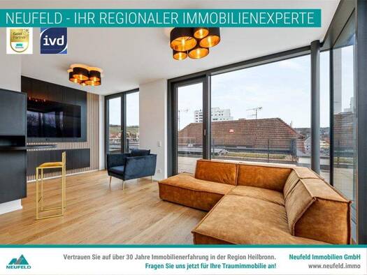 Penthouse zur Miete 2.145 € 3 Zimmer 121,8 m² 4. Geschoss frei ab sofort Wartbergstraße 8/1 Heilbronn 74072