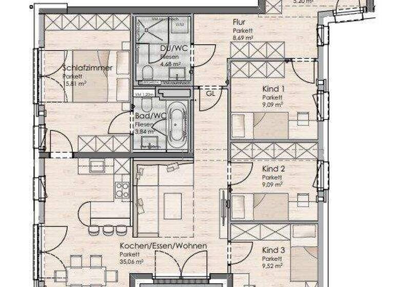 Wohnung zum Kauf - Erstbezug 592.000 € 5 Zimmer 105,2 m² 1. Geschoss Voggenbergstraße 2 Surheim Saaldorf-Surheim 83416