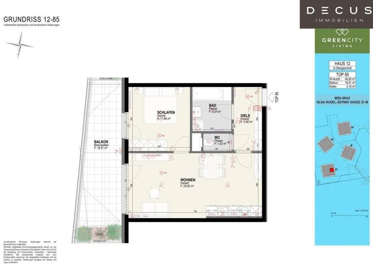 Wohnung zur Miete 604 € 2 Zimmer 8. Geschoss Straßgang Graz 8054