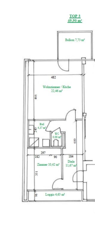 Wohnung zur Miete 709 € 2 Zimmer 49,9 m²<br/>Wohnfläche 1.<br/>Geschoss 01.02.2025<br/>Verfügbarkeit Wien 1230