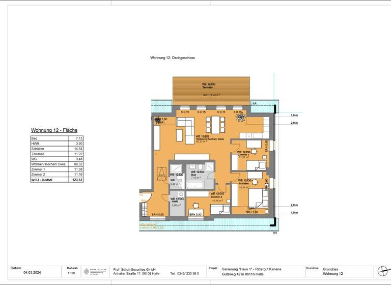 Wohnung zur Miete 1.741 € 4 Zimmer 133,9 m²<br/>Wohnfläche Dachgeschoss<br/>Geschoss 01.04.2026<br/>Verfügbarkeit Gutsweg 40b Kanena / Bruckdorf Halle (Saale) 06116