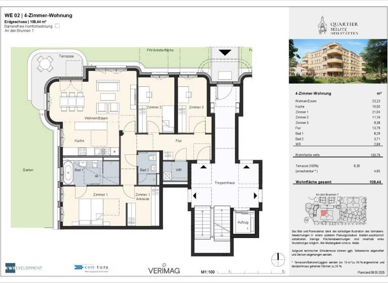 Wohnung zum Kauf provisionsfrei 517.000 € 4 Zimmer 108,4 m²<br/>Wohnfläche EG<br/>Geschoss An den Brunnen 7 Heilstätten Beelitz 14547