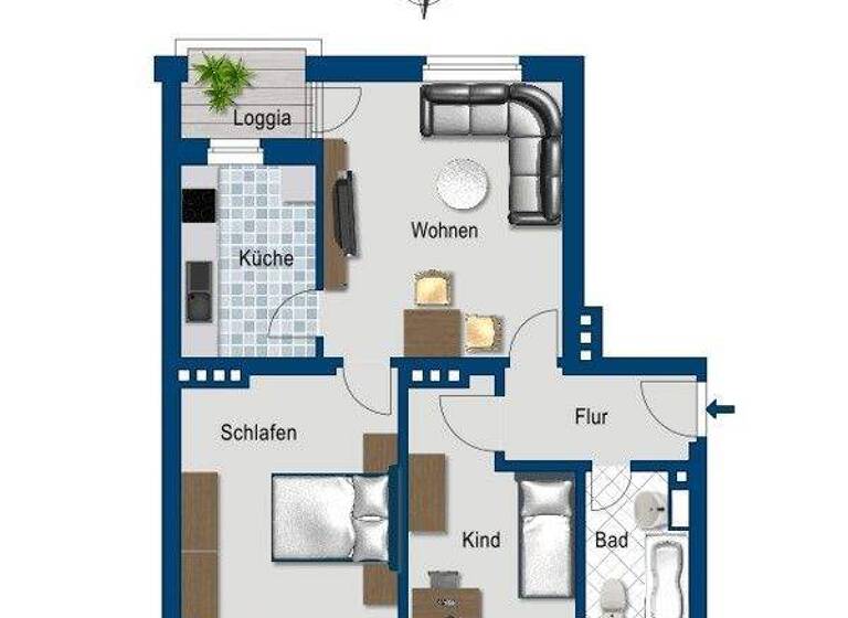 Wohnung zur Miete 354 € 2,5 Zimmer 56,1 m² frei ab 08.03.2026 Luxemburgstr. 2 Cracau Magdeburg 39114