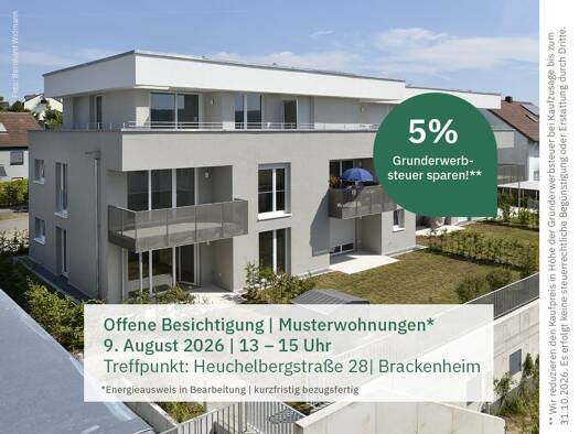 Wohnung zum Kauf - Neubau provisionsfrei 445.000 € 3 Zimmer 85,2 m² EG Heuchelbergstraße 28 Brackenheim Brackenheim 74336
