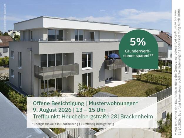 Wohnung zum Kauf - Neubau provisionsfrei 445.000 € 3 Zimmer 85,2 m² EG Heuchelbergstraße 28 Brackenheim 74336
