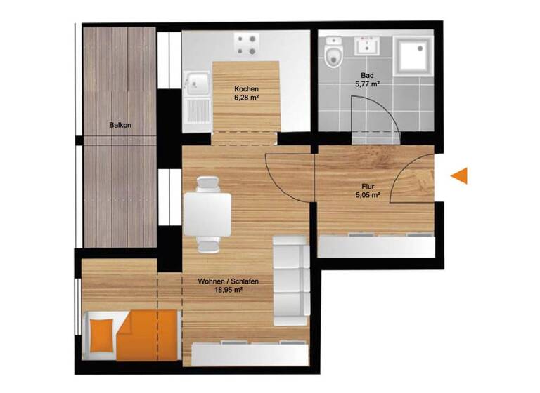 Studio zur Miete 420 € 1 Zimmer 40,8 m² 2. Geschoss Dorfstraße 1h Saalhausen Freital / Saalhausen 01705