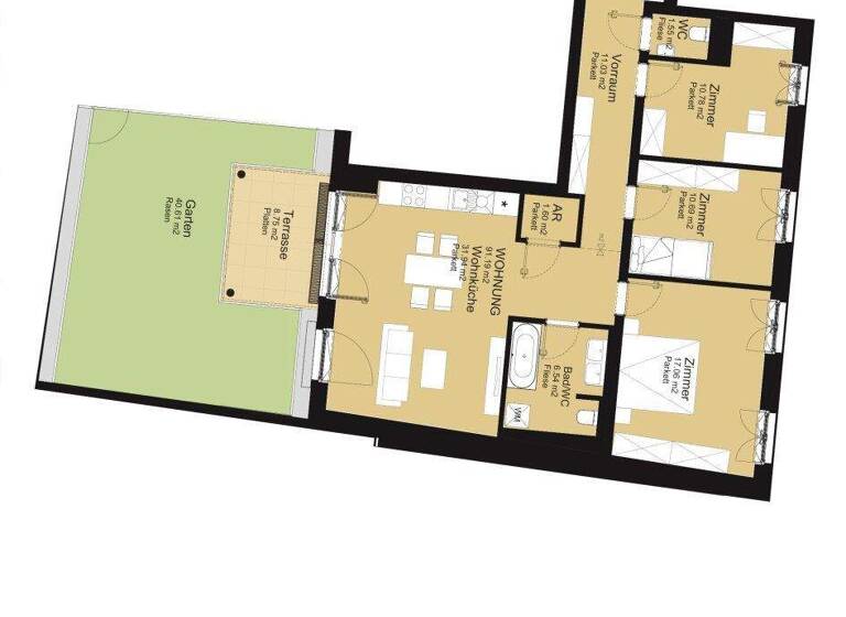 Wohnung zum Kauf - Erstbezug 628.000 € 4 Zimmer 91,2 m² EG Klederinger Straße 151 Wien 1100