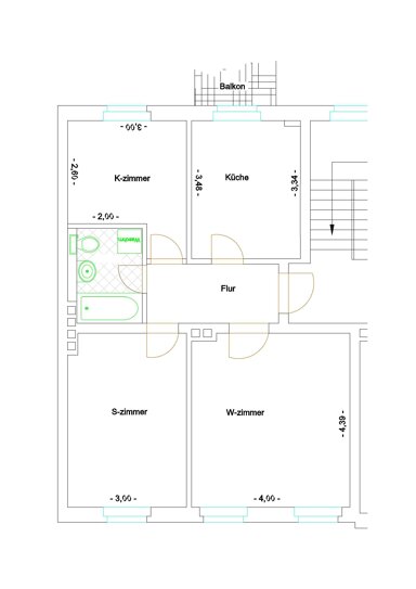 Wohnung zur Miete 430 € 3 Zimmer 60 m² frei ab 31.01.2025 Wolfgang-Heinze-Str. 17 Triebseer Vorstadt Stralsund 18437