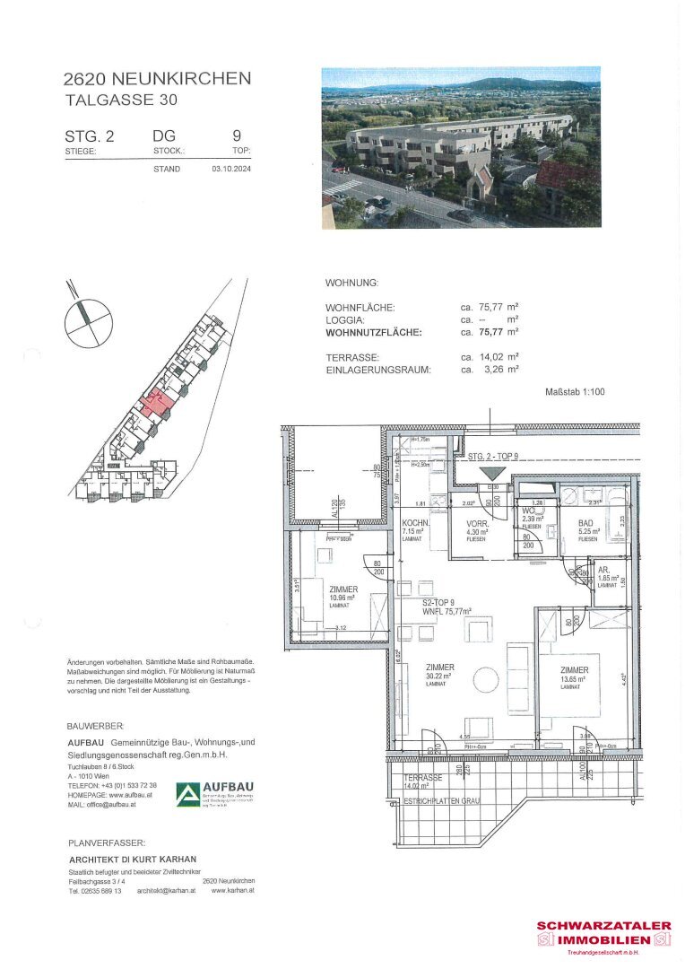 Wohnung zur Miete 943 € 2 Zimmer 75,8 m²<br/>Wohnfläche 2.<br/>Geschoss 01.03.2025<br/>Verfügbarkeit Talgasse 30 Neunkirchen 2620