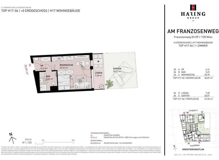 Studio zum Kauf - Erstbezug 260.500 € 1 Zimmer 30,1 m² EG Franzosenweg 3-5 Wien 1100