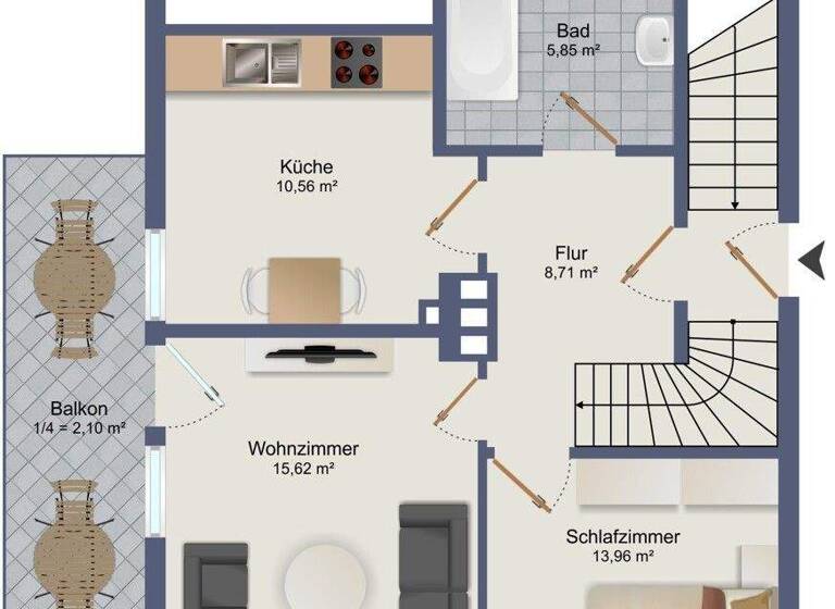 Wohnung zur Miete 860 € 2 Zimmer 62 m² 1. Geschoss frei ab sofort Glocke Bayreuth 95447