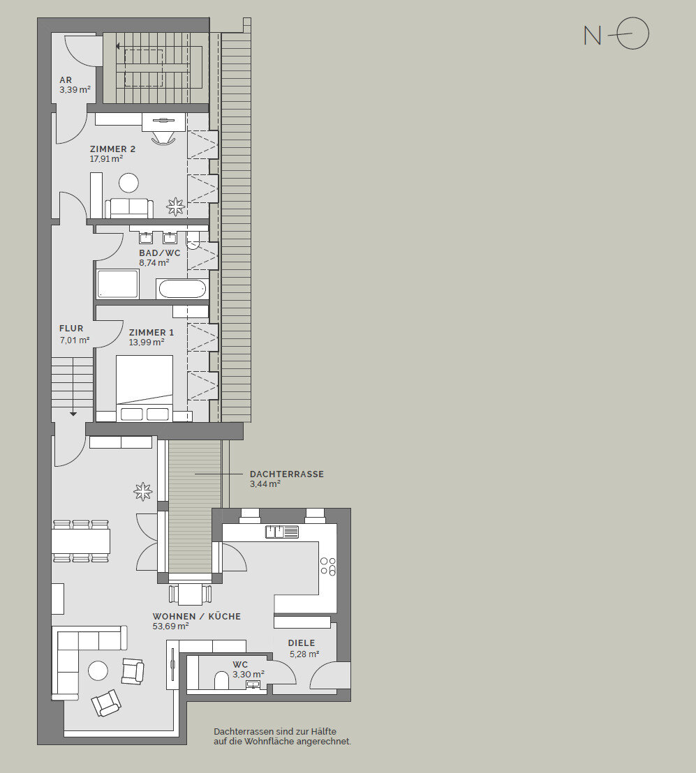 Penthouse zum Kauf provisionsfrei 1.190.000 € 3 Zimmer 116,8 m²<br/>Wohnfläche 5.<br/>Geschoss ab sofort<br/>Verfügbarkeit Paulstraße 21A Moabit Berlin 10557