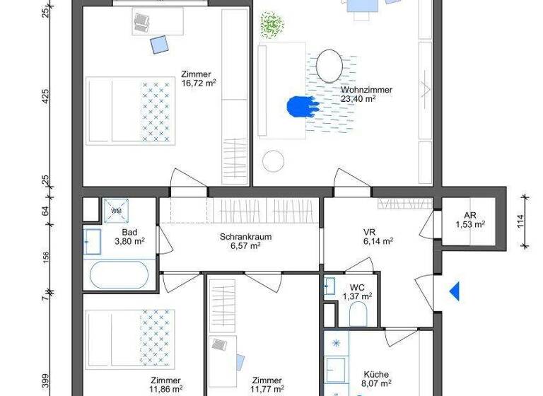 Studio zur Miete 550 € 1 Zimmer 16,7 m² 3. Geschoss frei ab 01.04.2026 Krems an der Donau 3500
