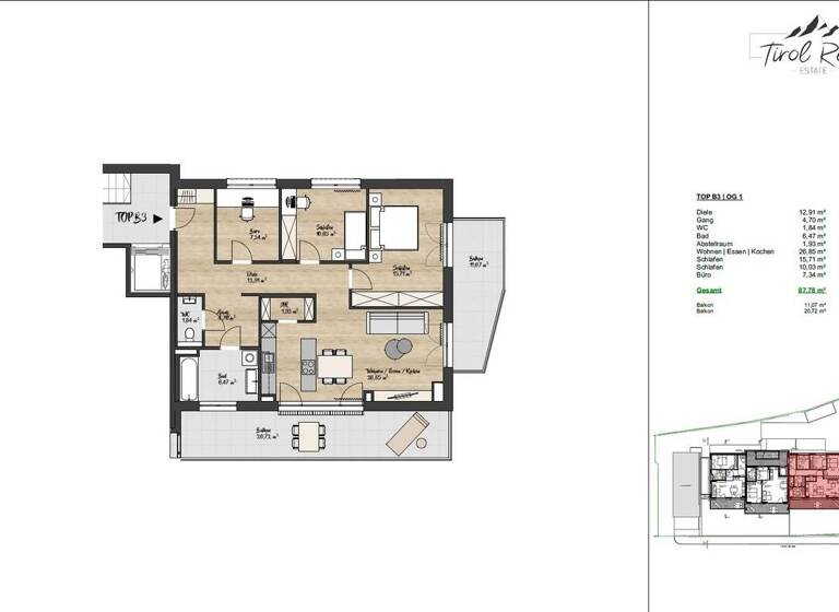 Wohnung zum Kauf 759.000 € 4 Zimmer 87,8 m² 1. Geschoss Kitzbühel 6370