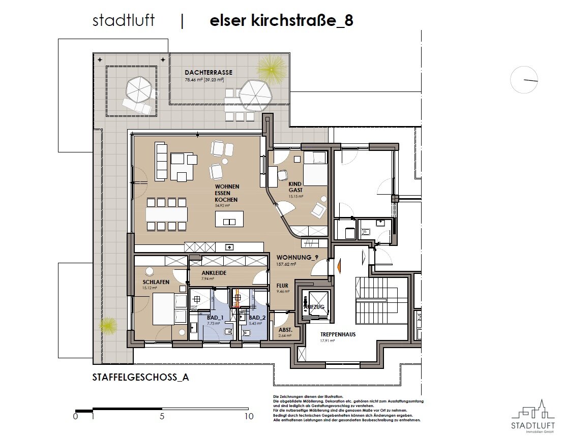 Penthouse zum Kauf provisionsfrei 784.900 € 3 Zimmer 156,4 m²<br/>Wohnfläche 2.<br/>Geschoss Elser Kirchstraße 8 Elsen Paderborn 33106