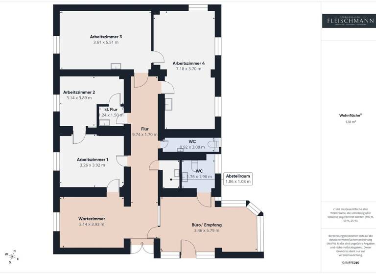 Praxisfläche zur Miete provisionsfrei 768 € 6 Zimmer 128 m² Bürofläche Bahnhofstr. 18a Suhl 98527