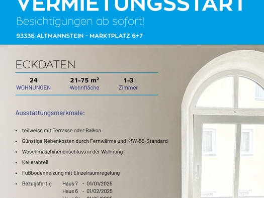 Wohnung zur Miete 740 € 2 Zimmer 21,1 m² frei ab sofort Markplatz 6 Steinsdorf Altmannstein 93336