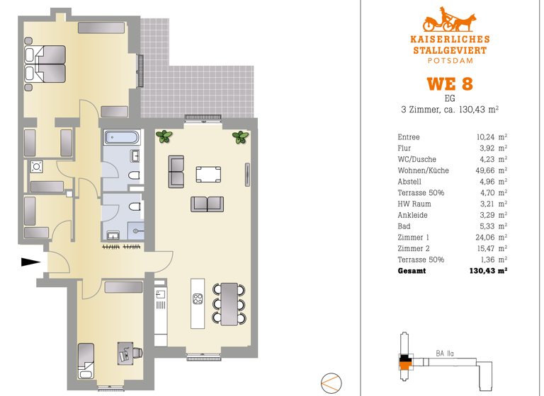 Wohnung zum Kauf provisionsfrei 730.000 € 3 Zimmer 130,4 m² EG Nauener Vorstadt Potsdam 14469