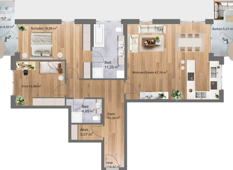 Penthouse zum Kauf - Erstbezug provisionsfrei 586.100 € 3 Zimmer 118,4 m² 2. Geschoss frei ab sofort Kirschfeldstraße 16 Töging Töging a.Inn 84513