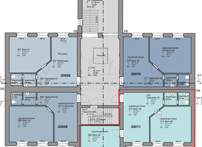Bürofläche zur Miete 1.031 € 3 Zimmer 82,5 m² Bürofläche Friedhofsweg 44A Kröpeliner Tor-Vorstadt Rostock 18057
