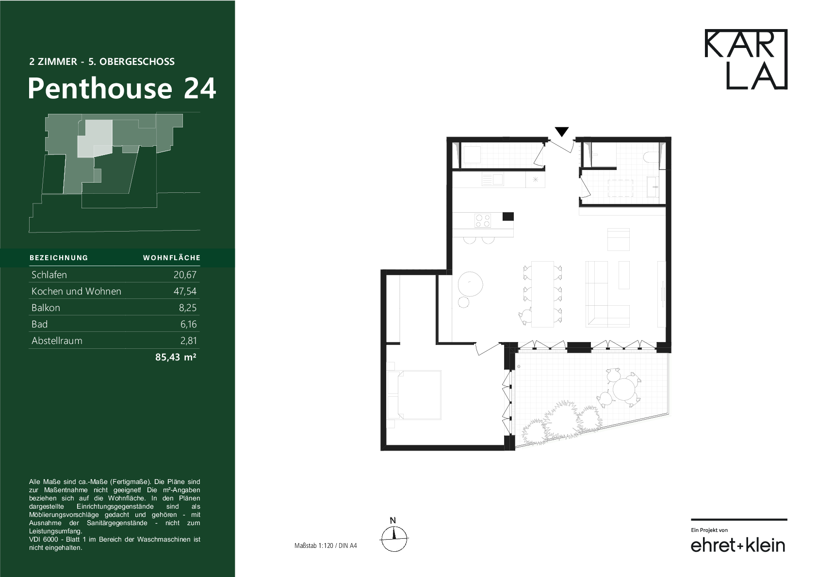 Penthouse zum Kauf 734.900 € 2 Zimmer 85,4 m²<br/>Wohnfläche 5.<br/>Geschoss Innenstadt - West - Westlicher Teil Karlsruhe 76133