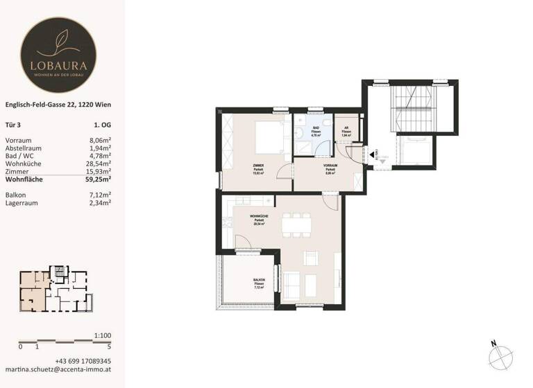 Wohnung zum Kauf - Erstbezug 352.000 € 2 Zimmer 59,3 m² 1. Geschoss Englisch-Feld-Gasse Wien 1220