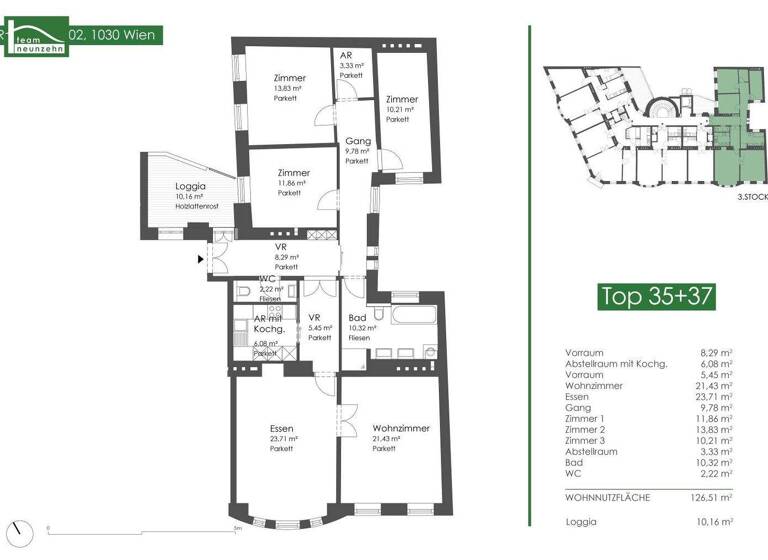 WG-Zimmer zum Kauf 749.000 € 5 Zimmer 126,5 m² 4. Geschoss Rennweg 102 Wien,Landstraße 1030