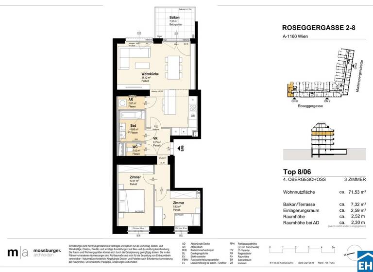 Wohnung zum Kauf - Erstbezug 458.000 € 3 Zimmer 71,5 m² 4. Geschoss Roseggergasse Wien 1160