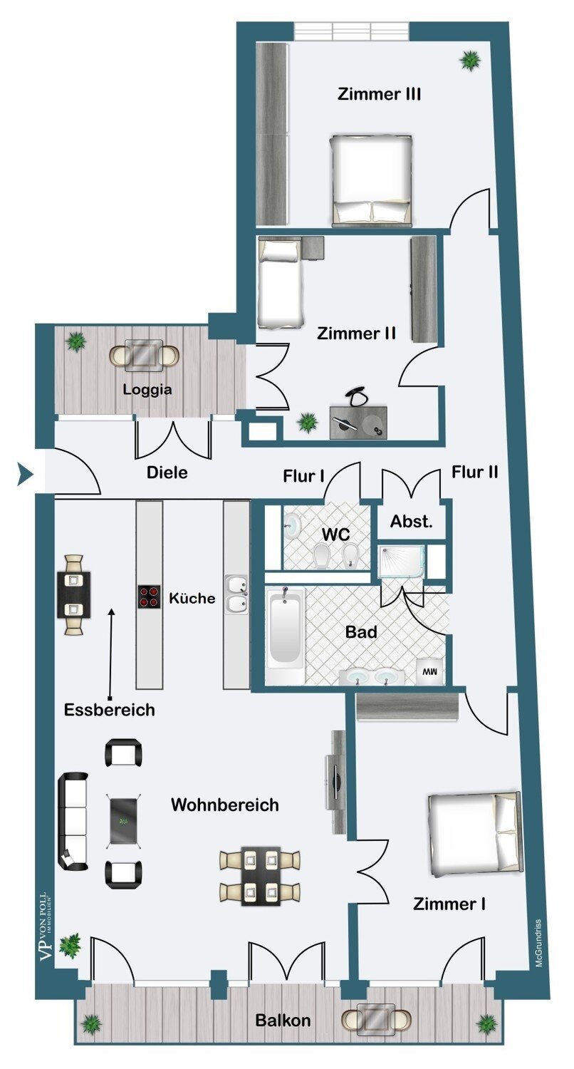 Loft zum Kauf 1.200.000 € 4 Zimmer 132 m²<br/>Wohnfläche 2.<br/>Geschoss Sachsenhausen - Nord Frankfurt am Main 60594