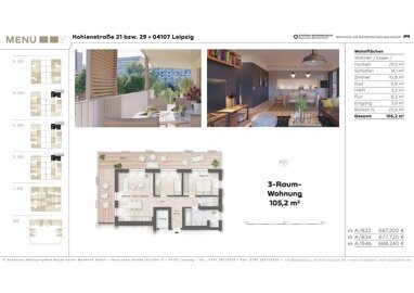 Wohnung zum Kauf provisionsfrei als Kapitalanlage geeignet 652.240 € 3 Zimmer 105,2 m² Kohlenstraße 29 Zentrum - Süd Leipzig 04107