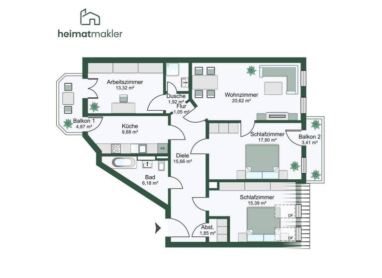 Wohnung zum Kauf 359.000 € 4 Zimmer 107 m² 4. Geschoss Gohlis-Mitte Leipzig 04157