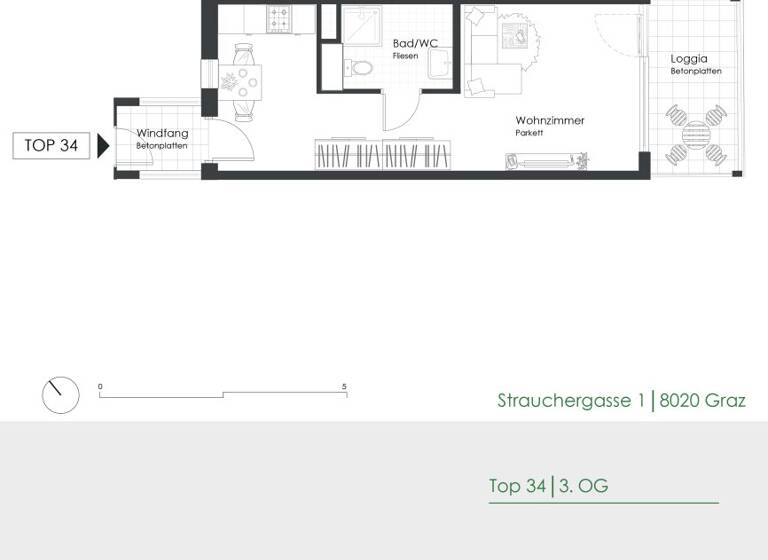 Studio zur Miete 425 € 1 Zimmer 27,8 m² 3. Geschoss Strauchergasse 1 Lend Graz 8020