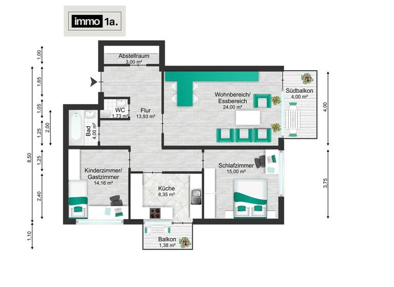 Wohnung zum Kauf 325.000 € 3 Zimmer 89,9 m² EG Fellbach 70734