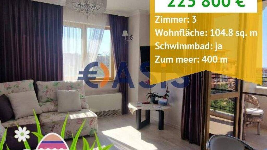 Studio zum Kauf provisionsfrei 225.800 € 3 Zimmer 105 m² 3. Geschoss ul. Vit 1 Saint Vlas 8256