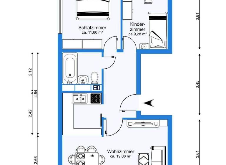 Wohnung zur Miete 370 € 3 Zimmer 58,5 m² 2. Geschoss frei ab 15.04.2026 Begonienstraße 4 Nördliche Neustadt Halle (Saale) 06122