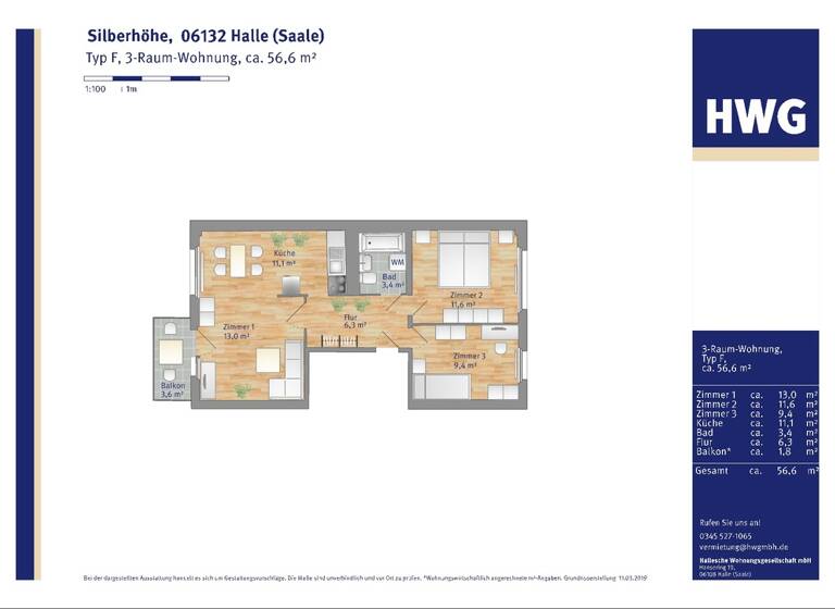 WG-Zimmer zur Miete 345 € 3 Zimmer 57 m² 4. Geschoss Erhard-Hübener-Straße 19 Silberhöhe Halle 06132