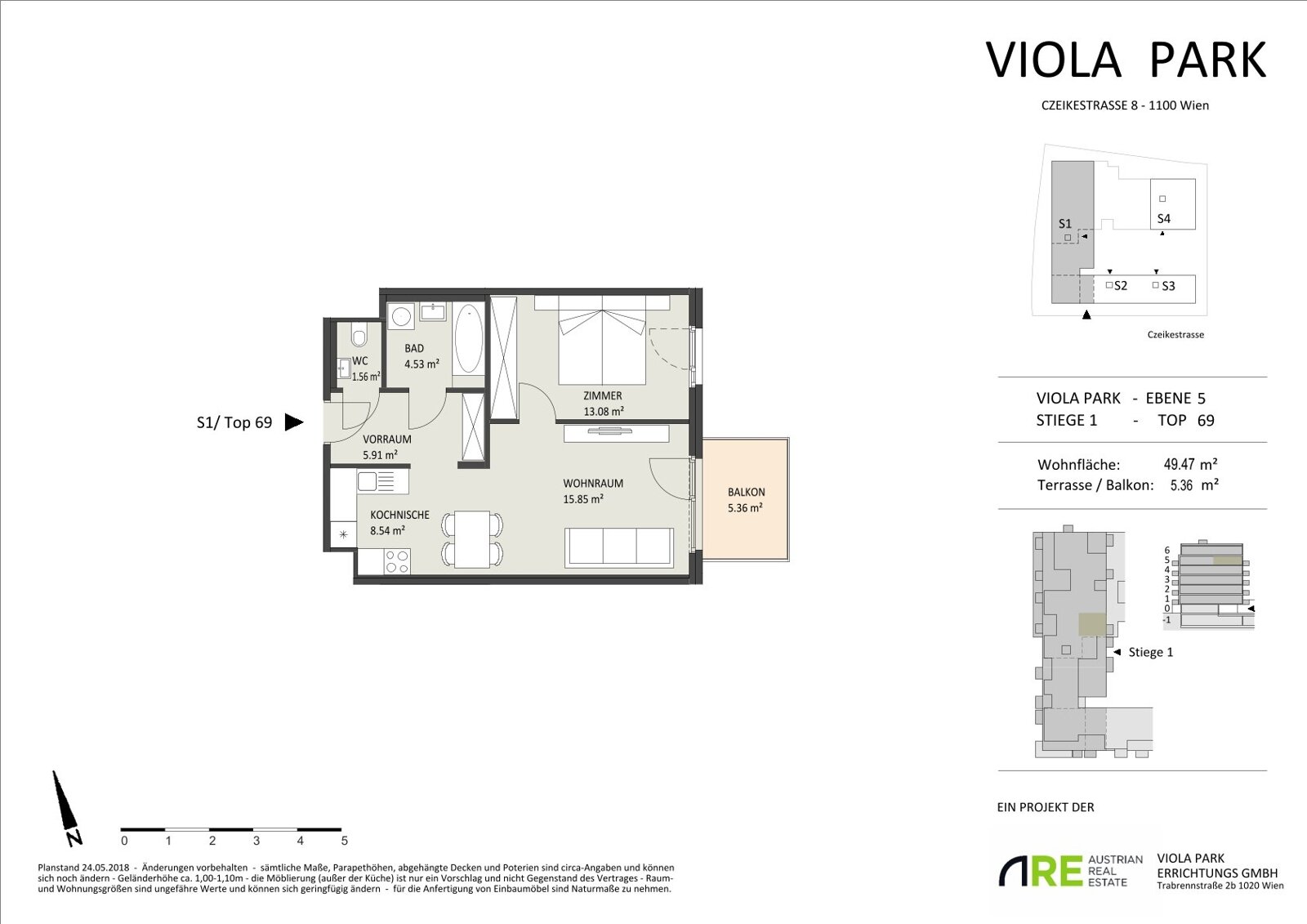 Wohnung zur Miete 608 € 2 Zimmer 49,5 m²<br/>Wohnfläche 5.<br/>Geschoss Czeikestraße 8 Wien, Favoriten 1100