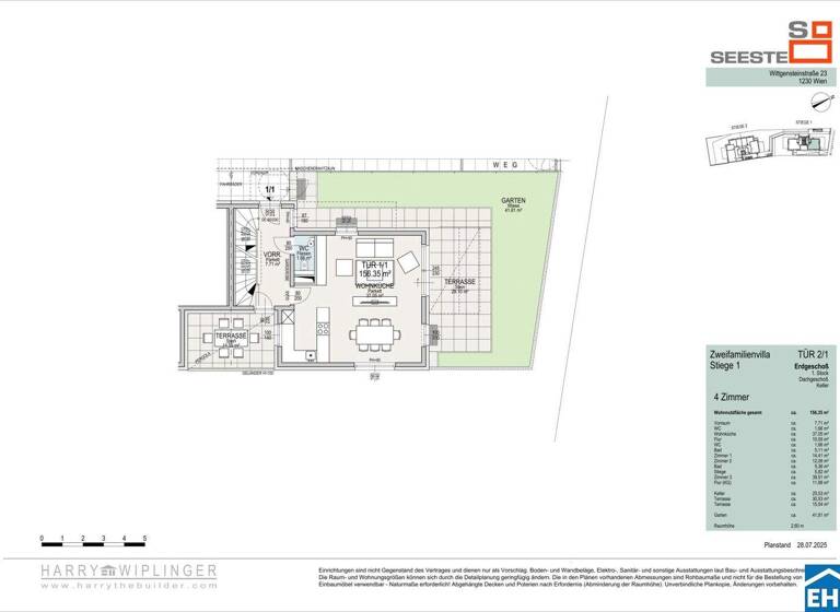Doppelhaushälfte zum Kauf - Erstbezug provisionsfrei 1.448.000 € 4 Zimmer 156,4 m² Wien 1230