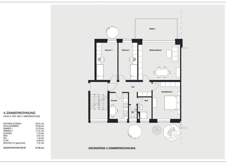 Wohnung zur Miete 1.550 € 4 Zimmer 98 m² 1. Geschoss Singen 78224