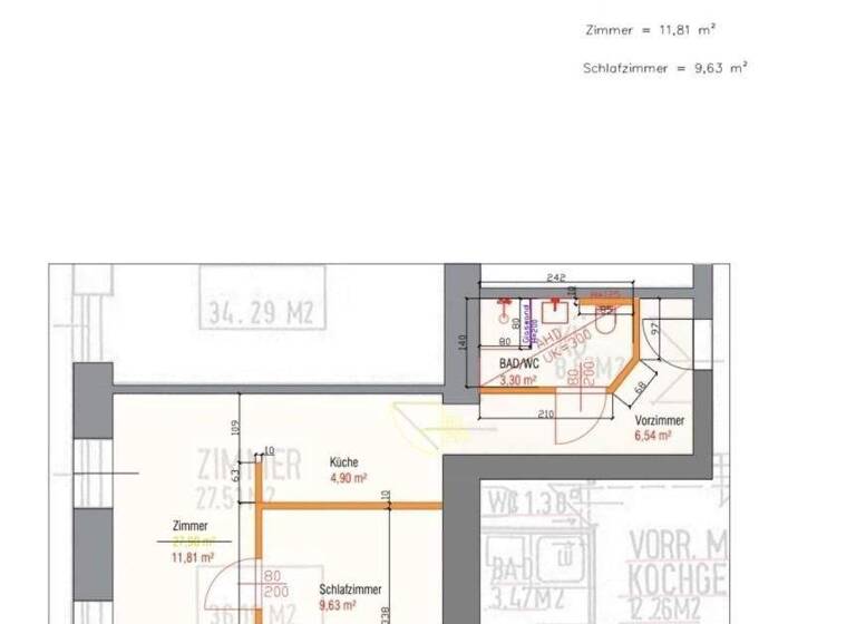 Wohnung zum Kauf 160.000 € 2 Zimmer 36 m² 4. Geschoss Wien 1190