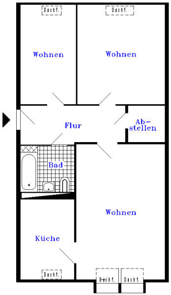 Wohnung zur Miete 340 € 3 Zimmer 61 m²<br/>Wohnfläche 4.<br/>Geschoss Lippeweg 26 Merseburg Merseburg 06217